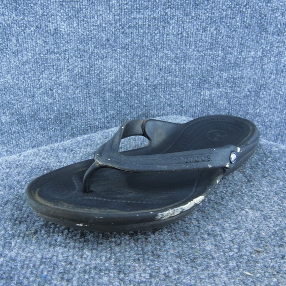 Crocs Women Flip Flop Sandal Shoes Black Synthetic Size 9 Medium‎ - Picture 1 of 9